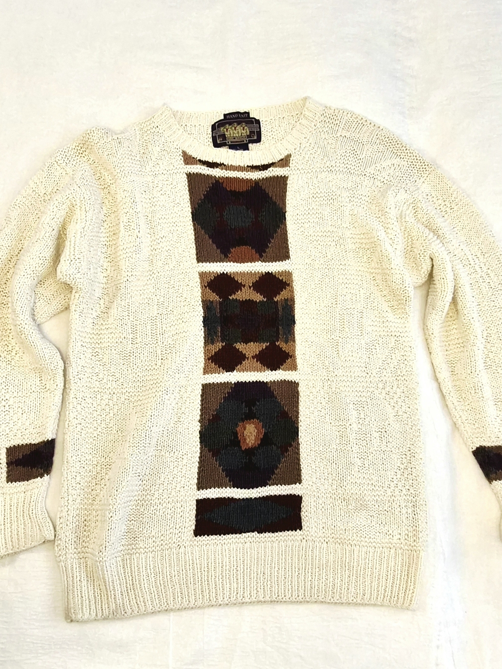 Vintage Chaps Ralph Lauren "Boy Scout Tag" Geometric Pattern Sweater Size Large